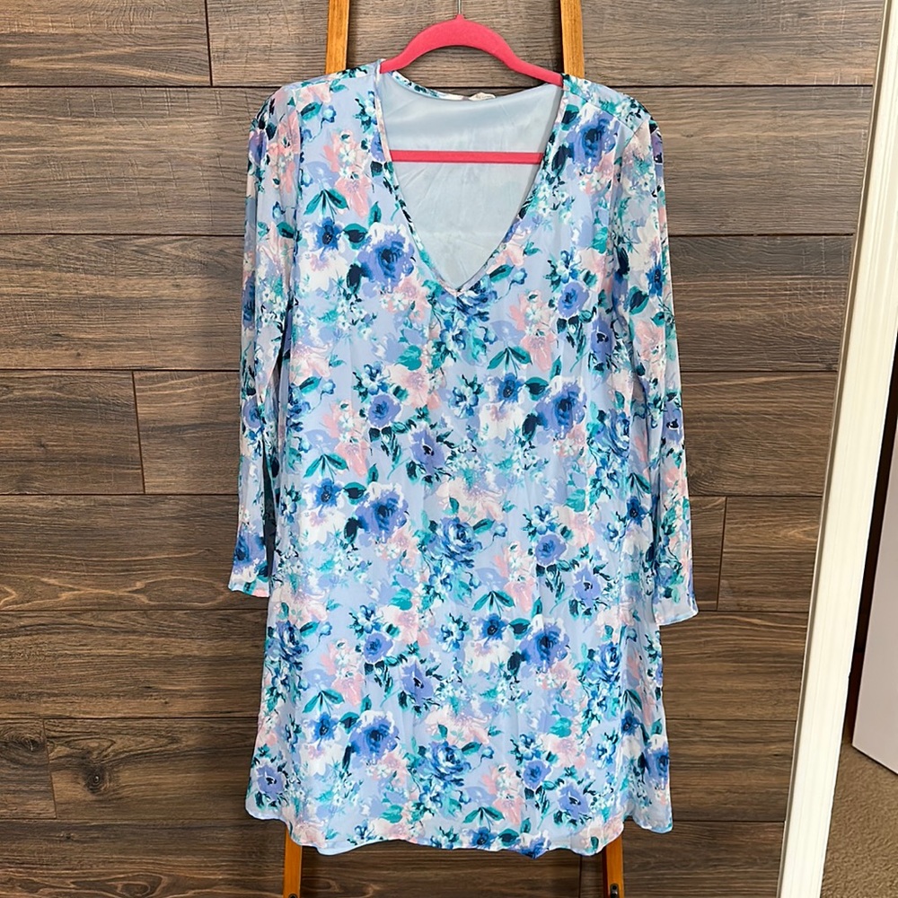 PinkBlush Floral V-Neck Dress